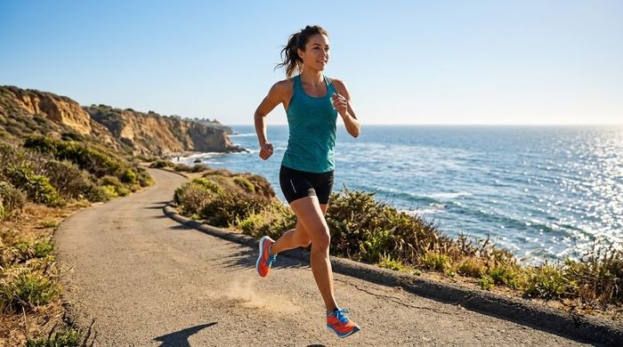 Person running on a coastal path